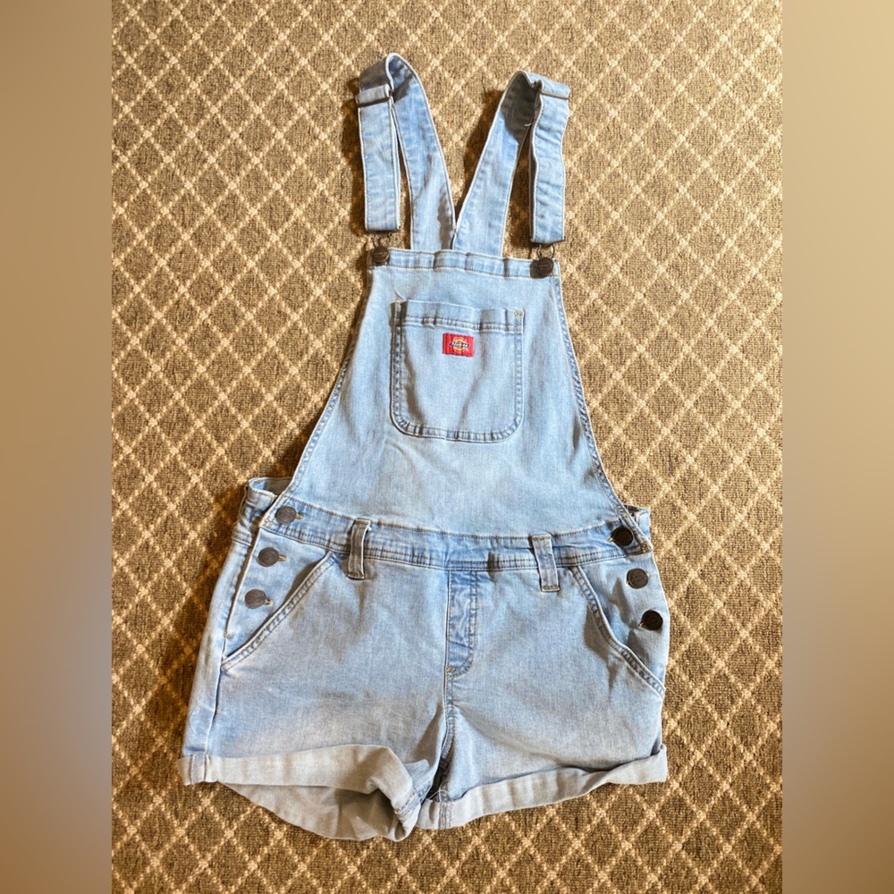 Girls Dickies Light Blue Denim Overalls, Size Large